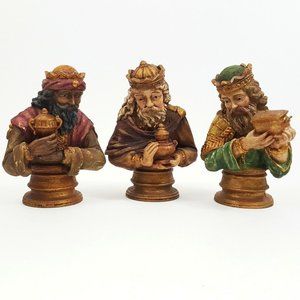 Dept 56 Nativity Scene Wise Men 3 Pc Set Bust Kings Collection Rare Large Flaw